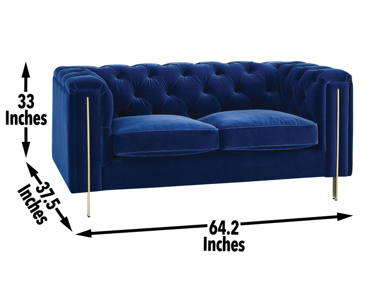 Charlene Blue Velvet Loveseat
