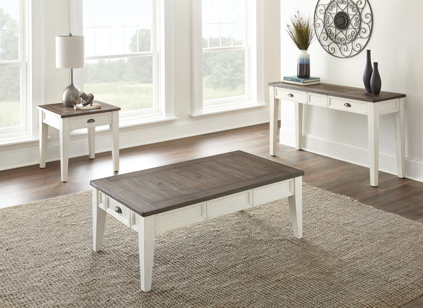 Cayla End Table Dark Oak/White