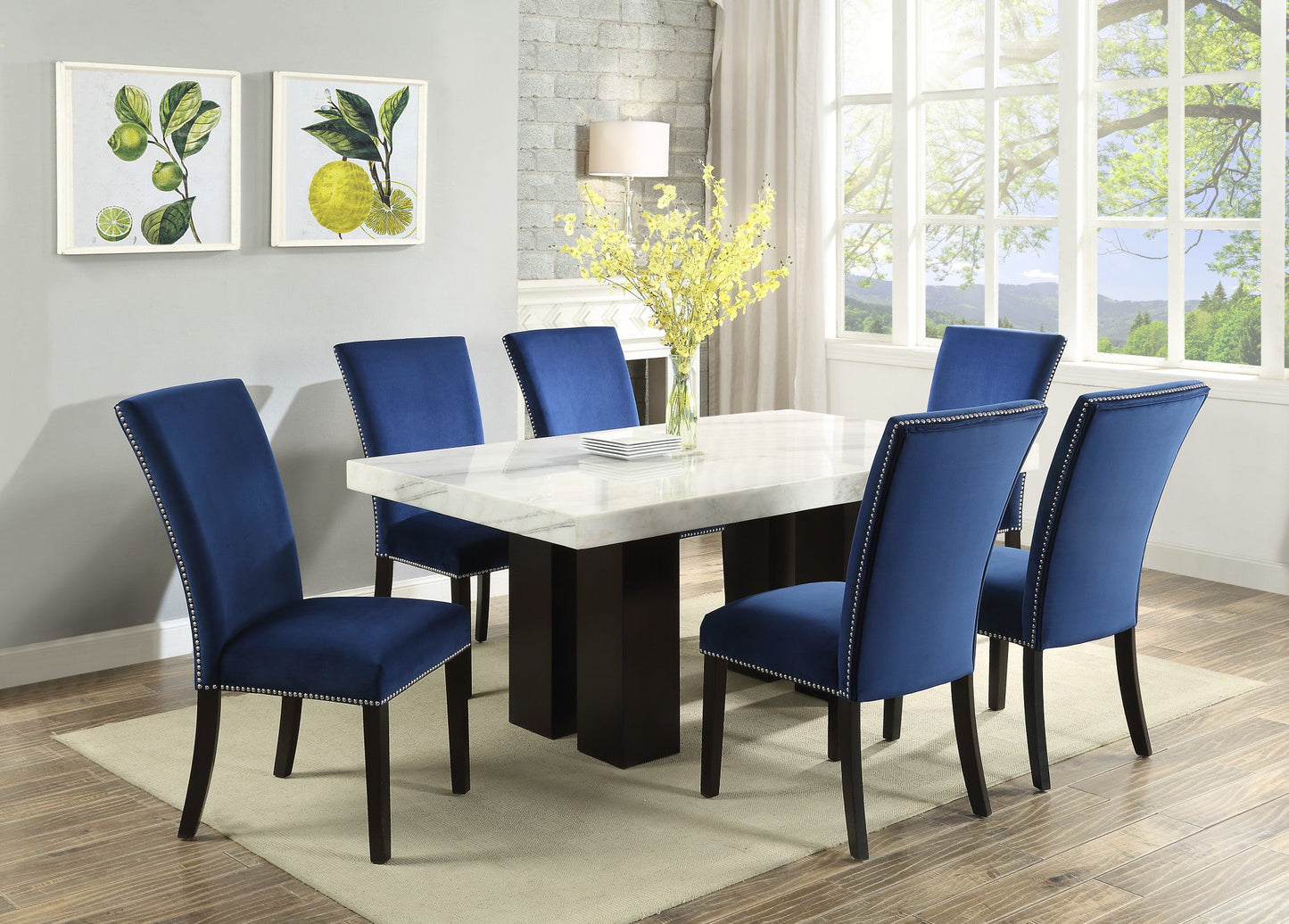 Camila Blue Velvet Dining chair