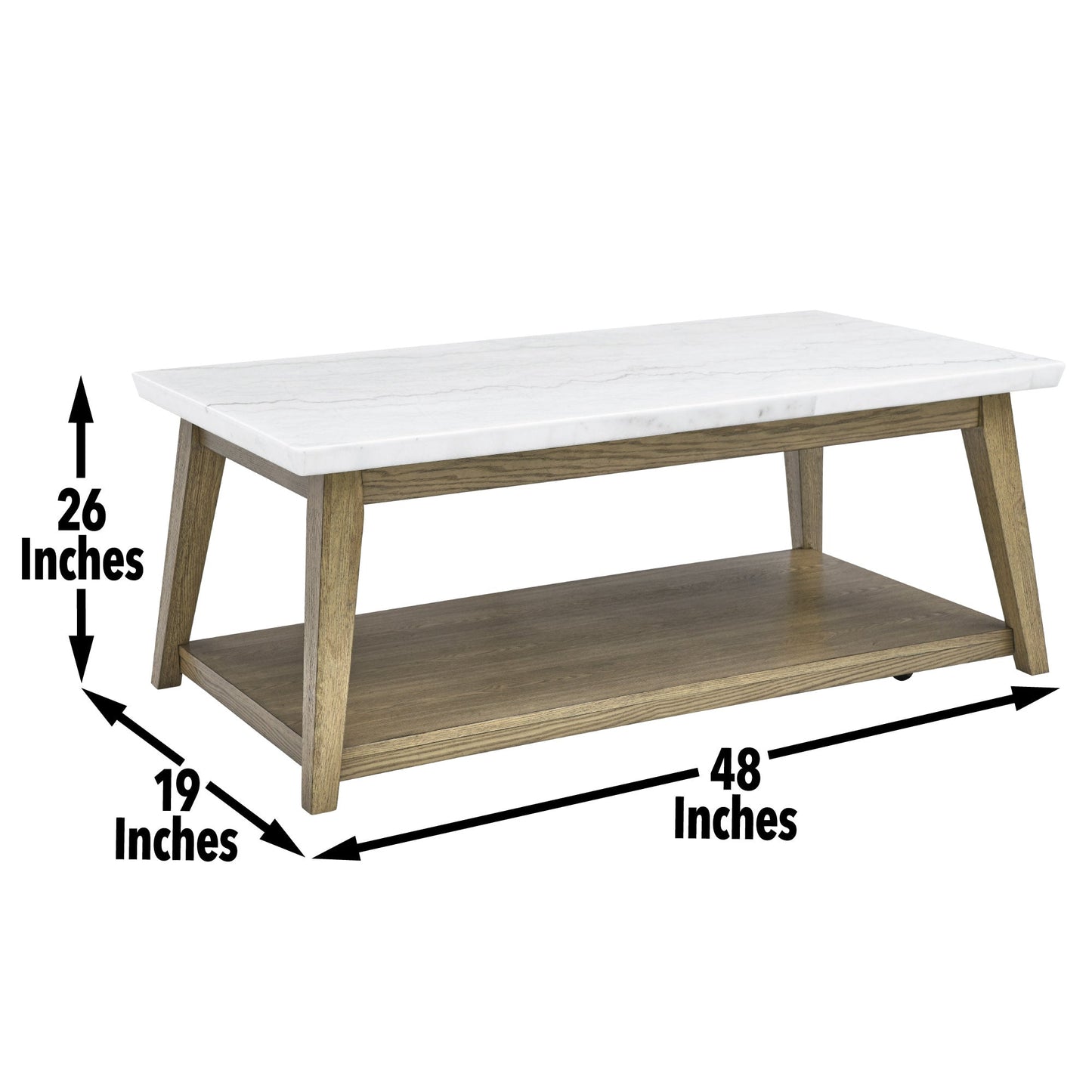 Vida White Marble Top Cocktail Table w/Casters