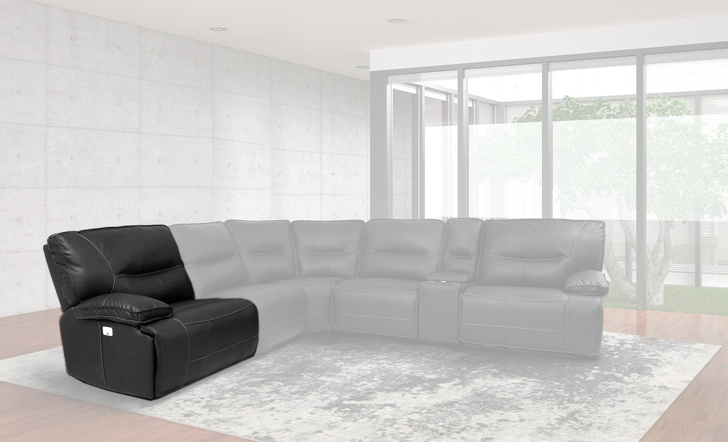 Spartacus Black Sectional Power Sectional Left Arm Facing Recliner