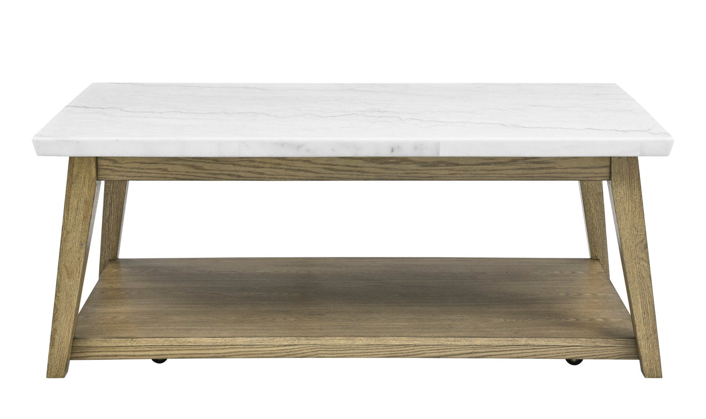 Vida White Marble Top Cocktail Table w/Casters