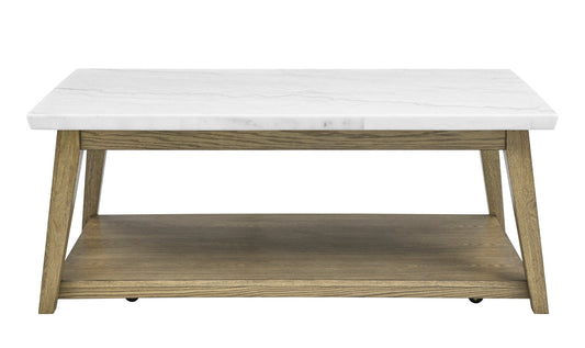 Vida White Marble Top Cocktail Table w/Casters
