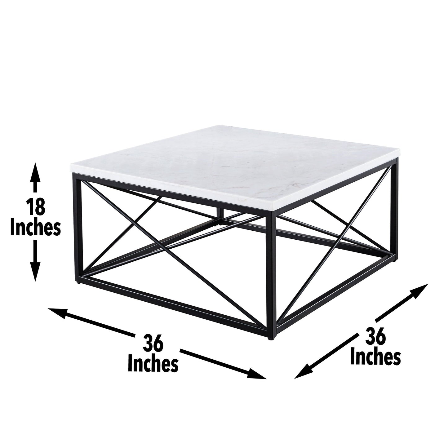 Skyler White Marble Top Square