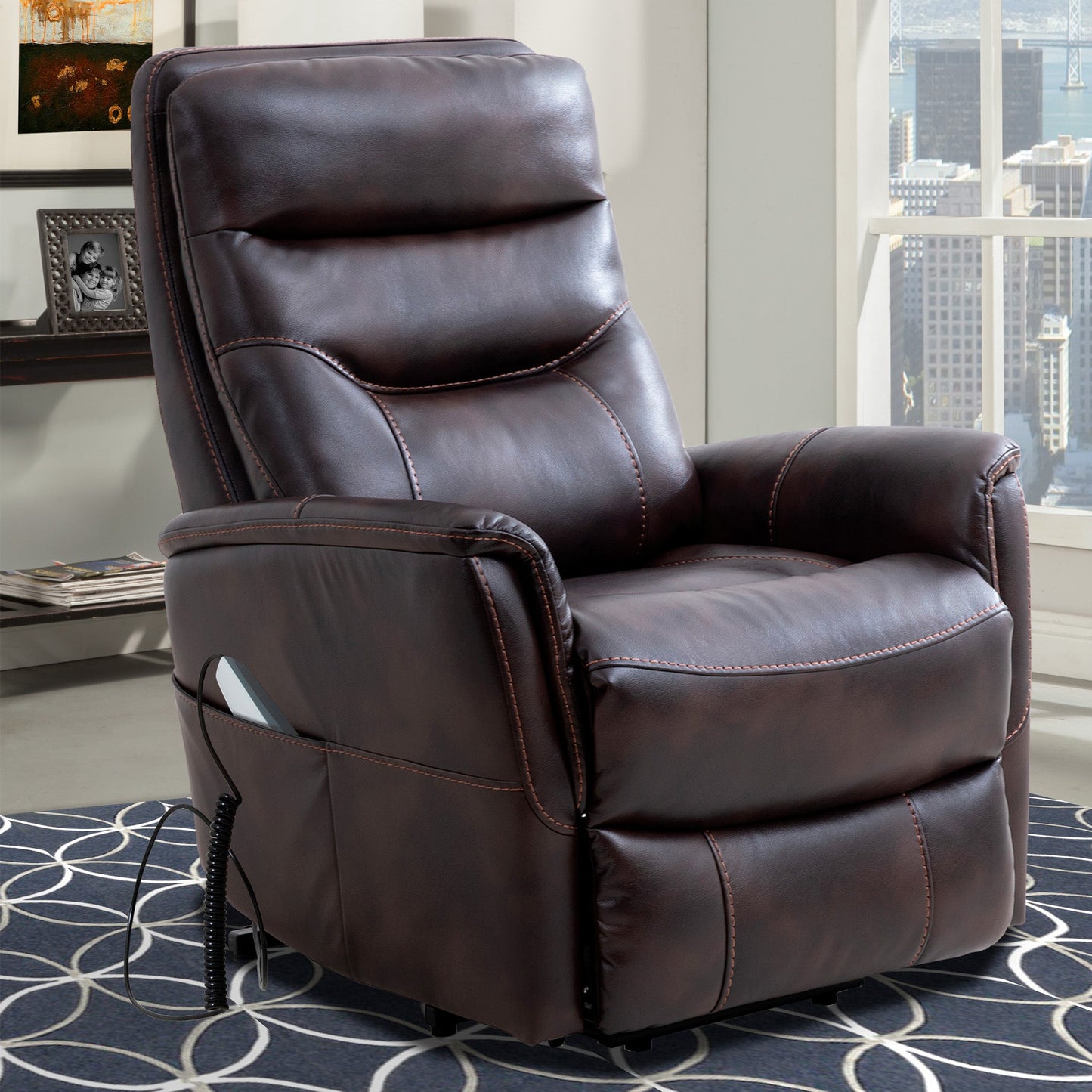 Gemini Truffle Power Lift Recliner With Articulating Headrest