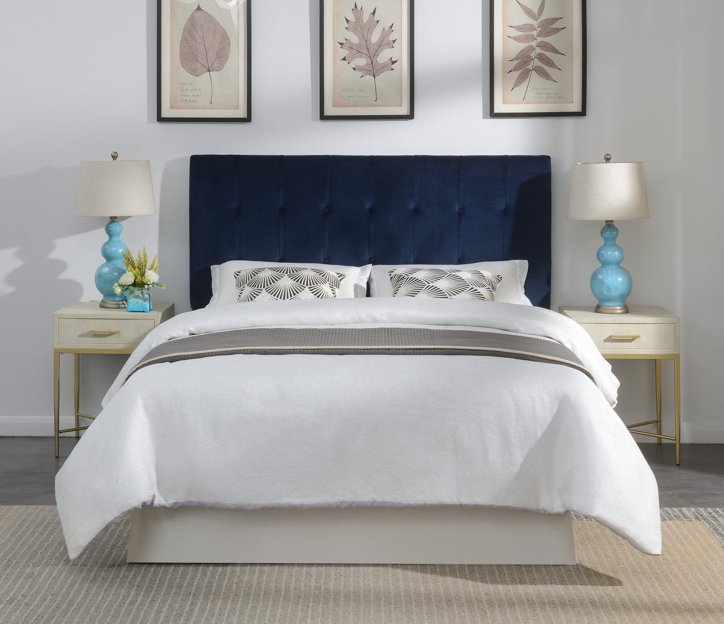 Regina Queen Headboard Blue Velvet
