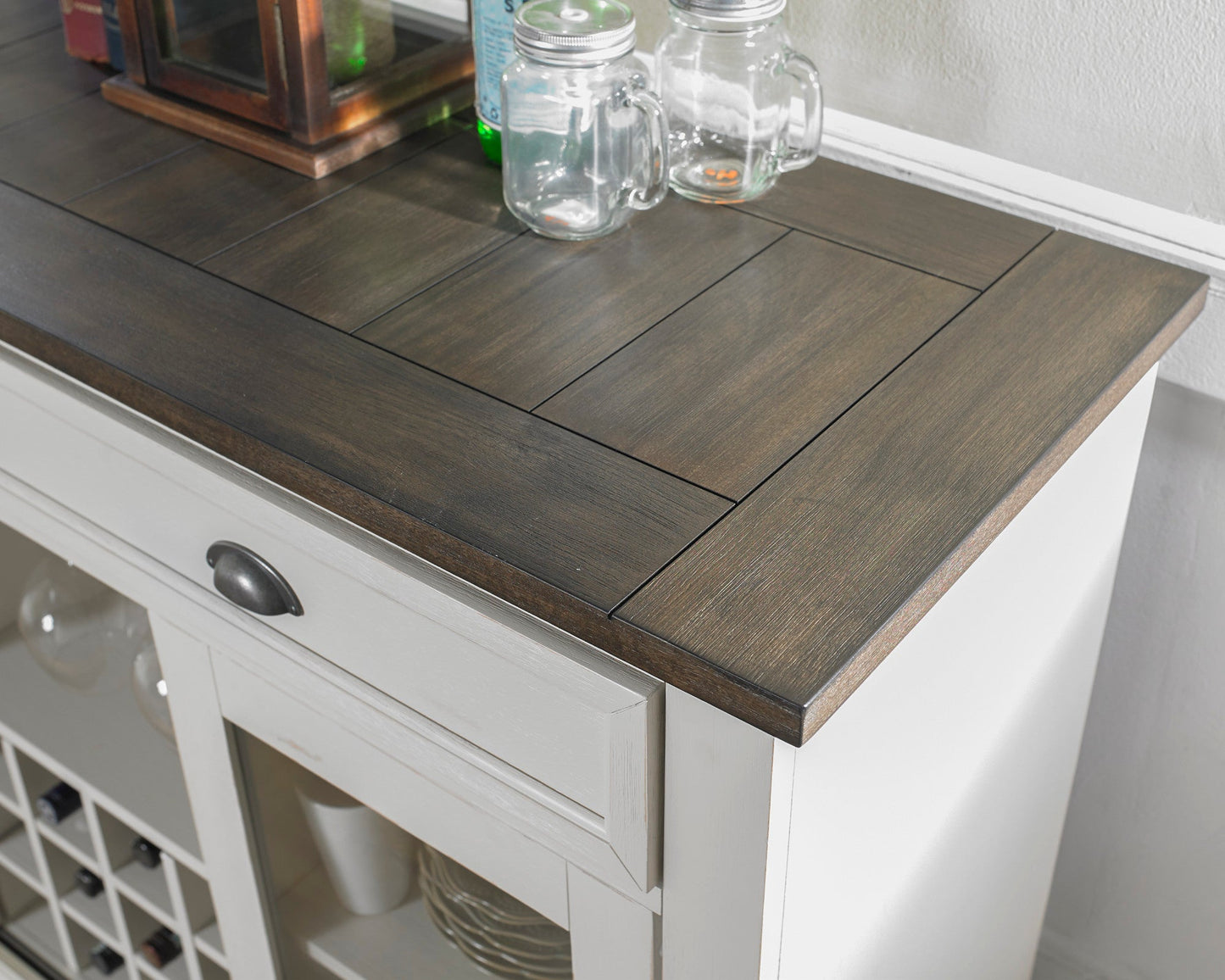 Cayla Server Dark Oak & White
