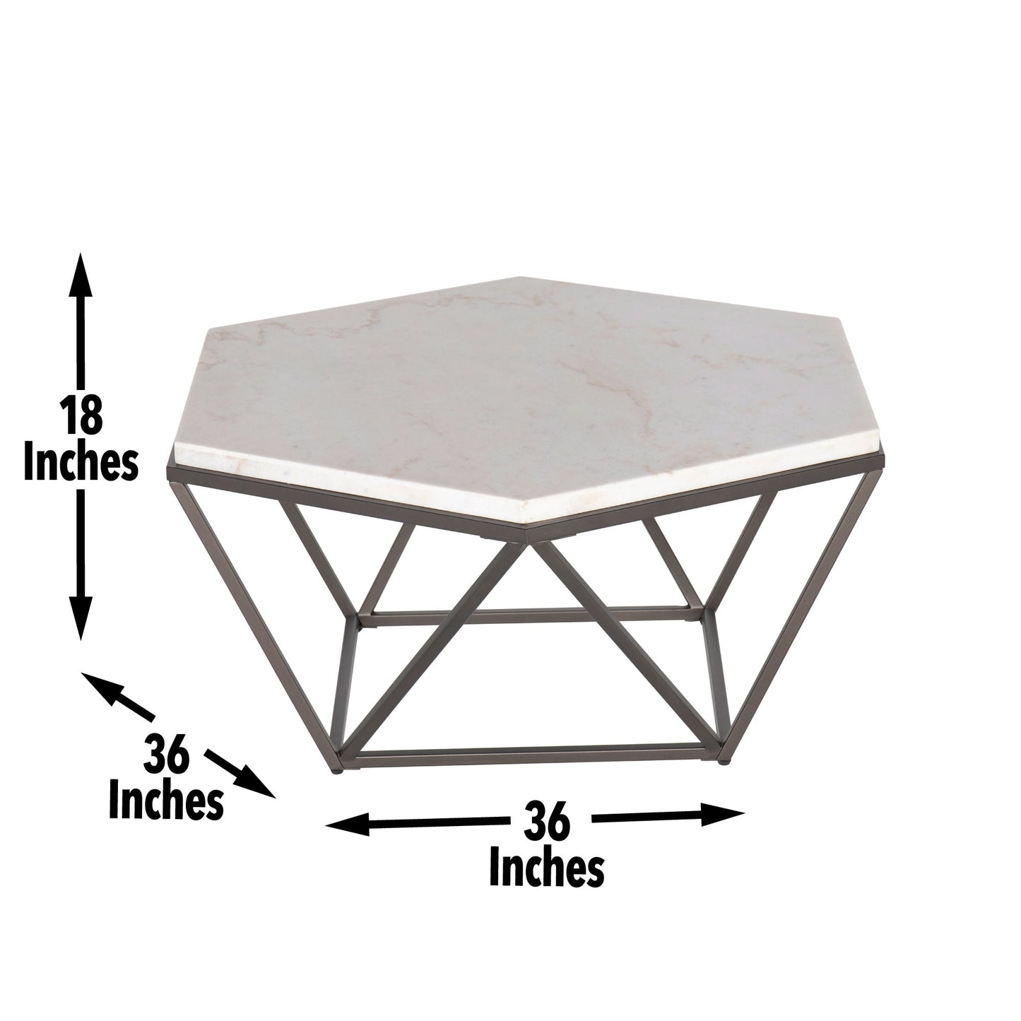 Corvus White Marble Top Hexagon