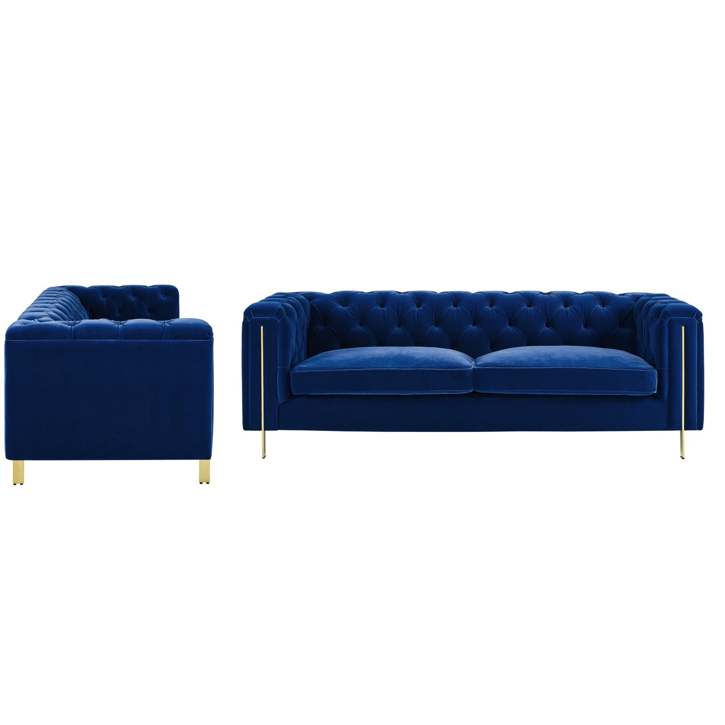 Charlene Blue Velvet Sofa Love 2PC