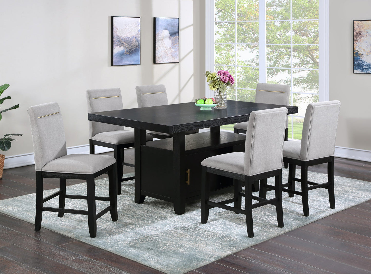 Yves Grey Chair Counter Height 7PC Set