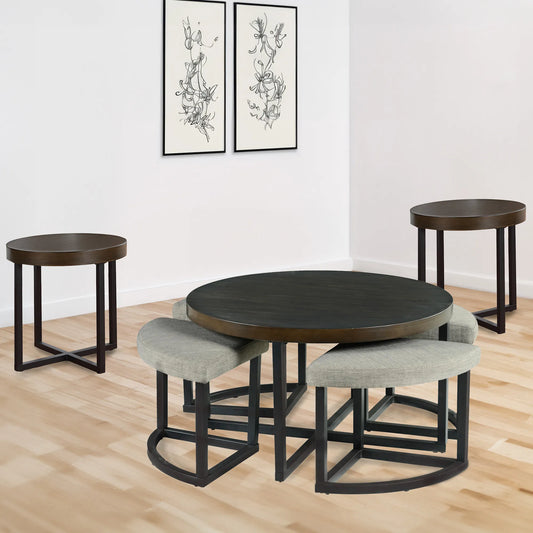 Yukon Coffee Table with Stools & 2 End Tables