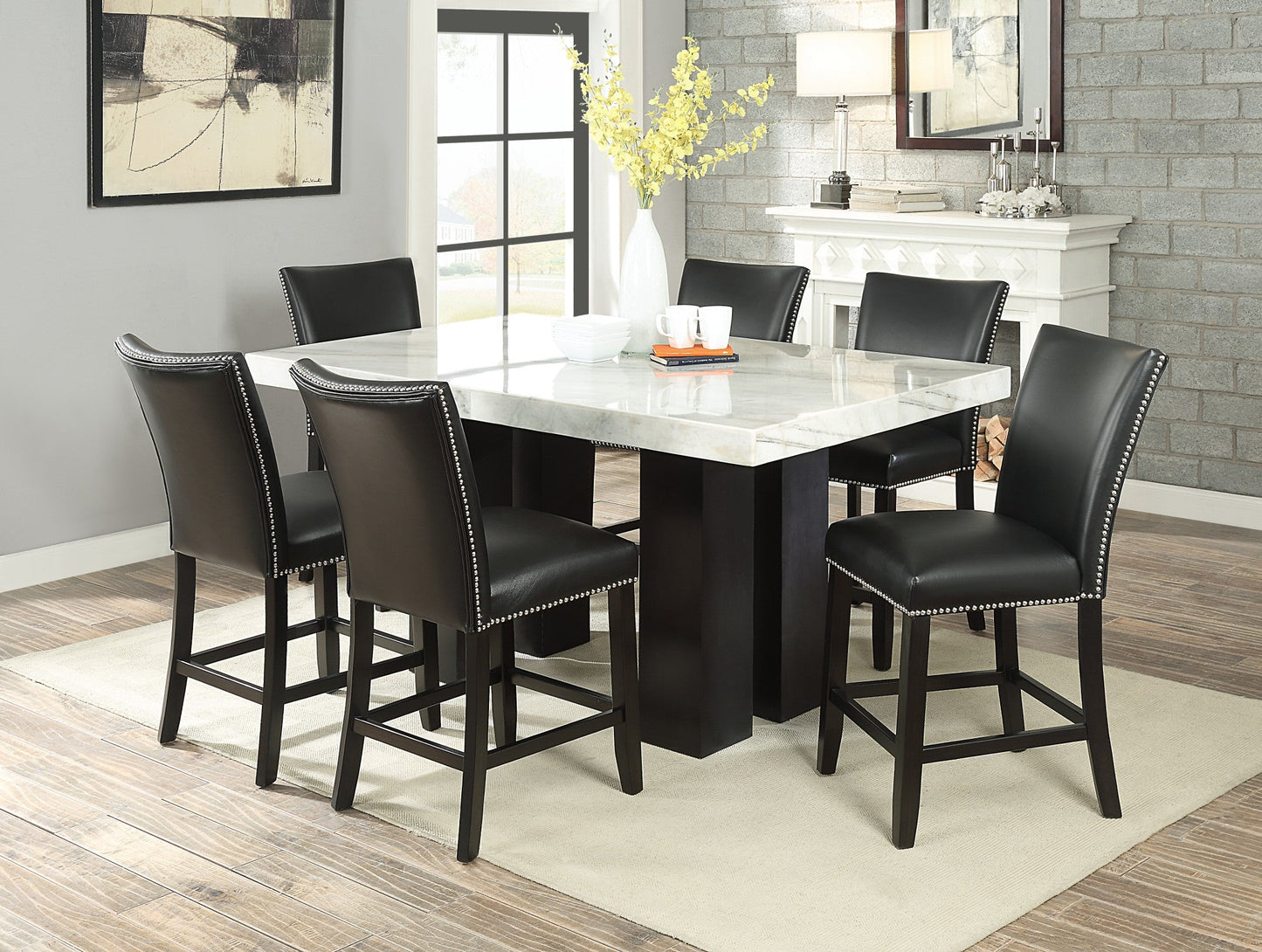 Camila Rectangle CH Dining Set 7pc Black