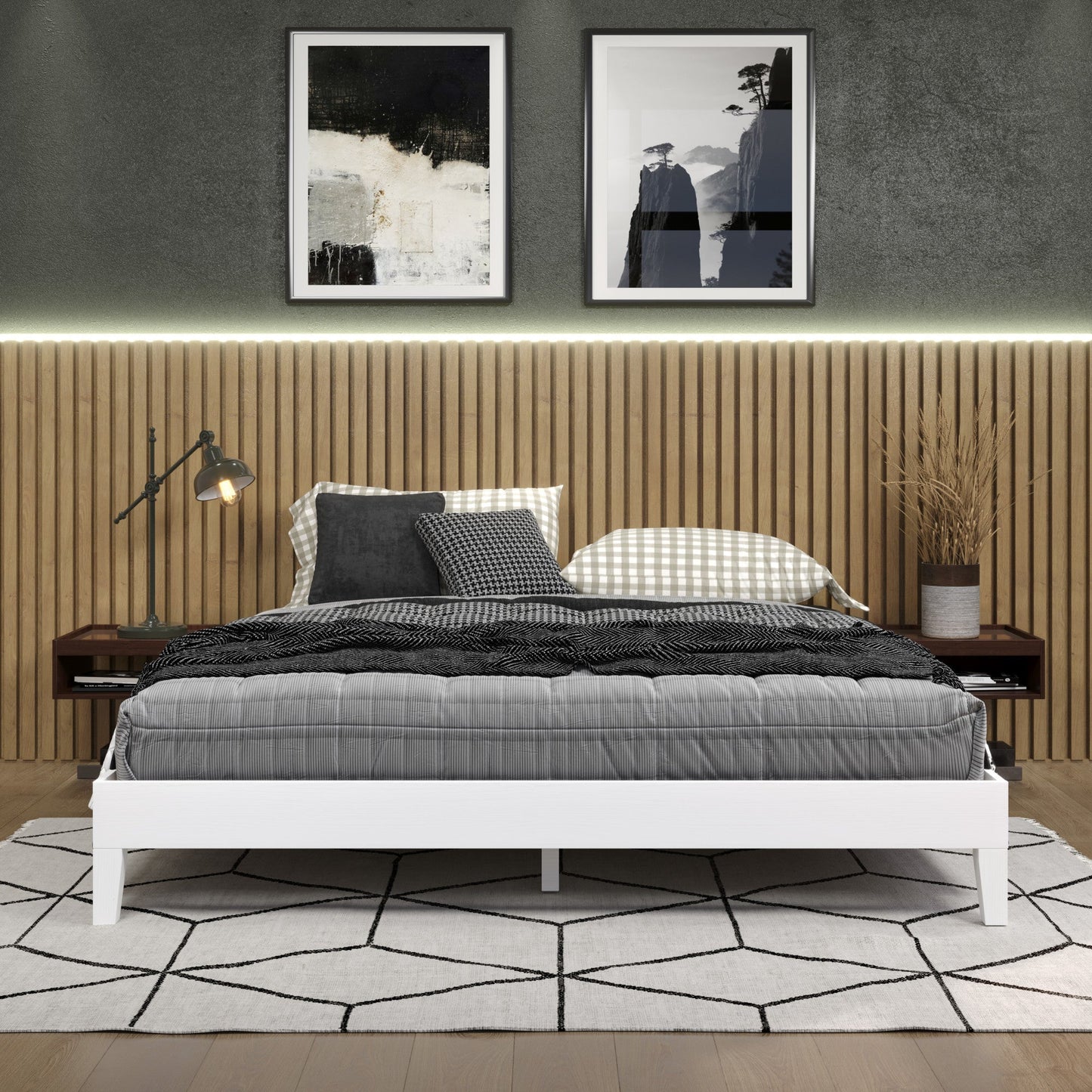 Nix King Platform Bed White