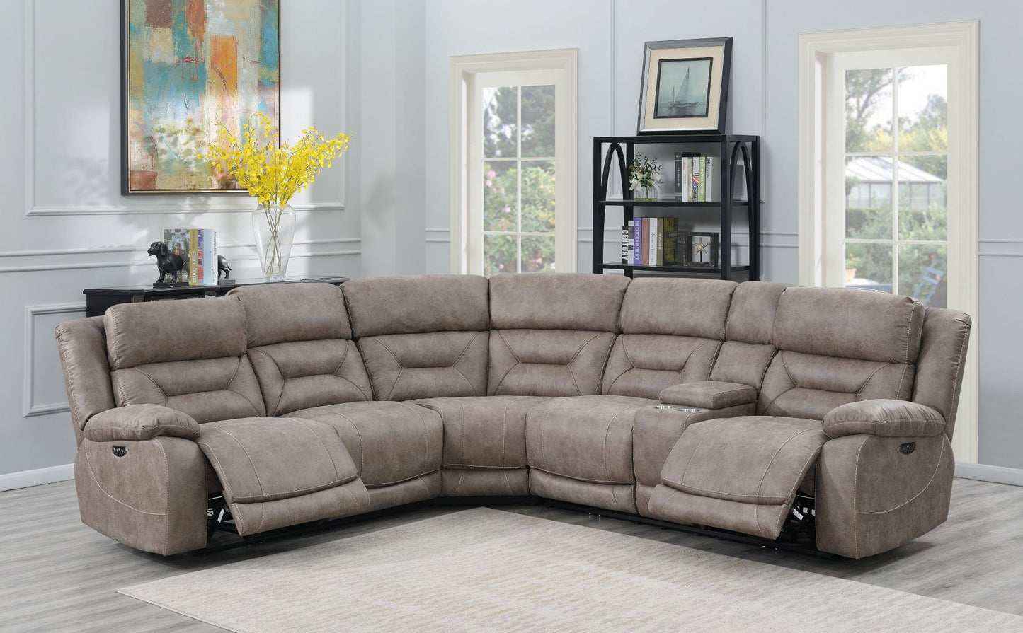 Aria Sand Sectional LAF Dual-Power Reclining Sectional Loveseat
