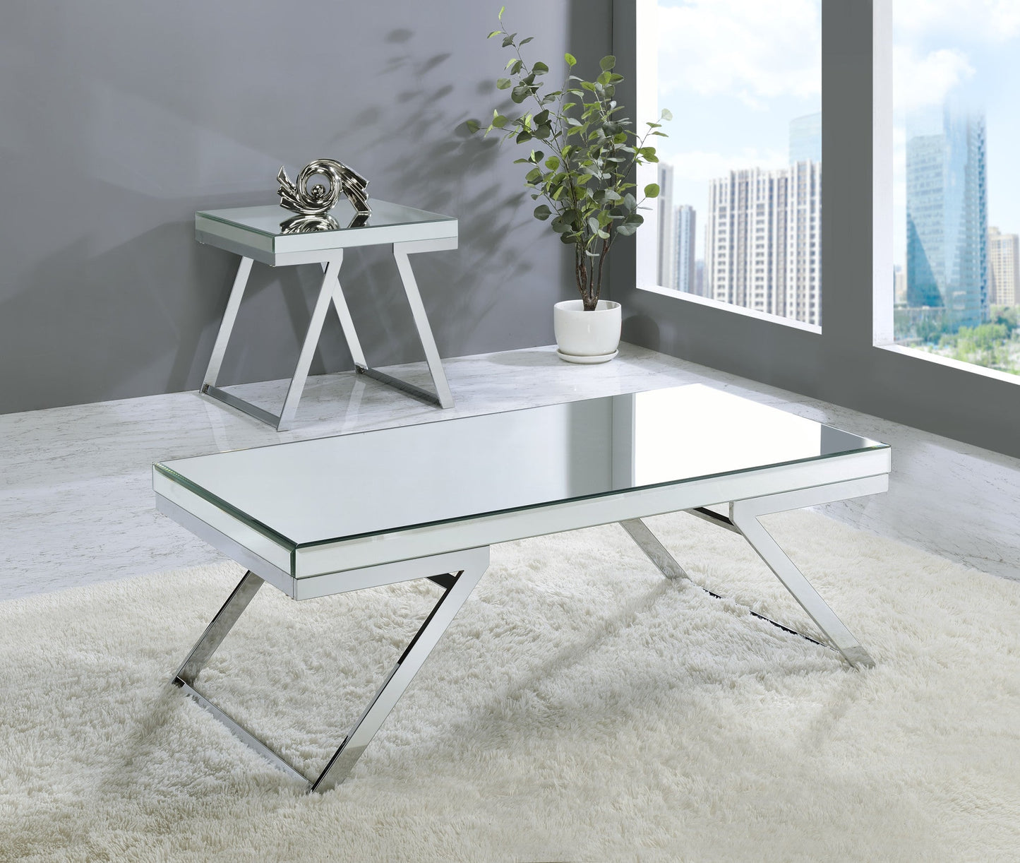 Alfresco Mirrored Top Square End Table