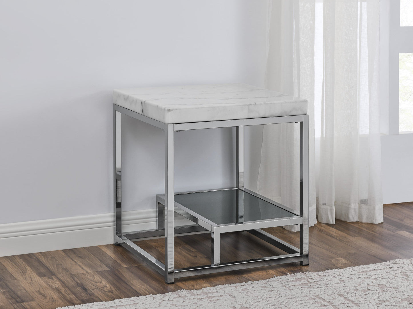 Aston White Marble Top End Table