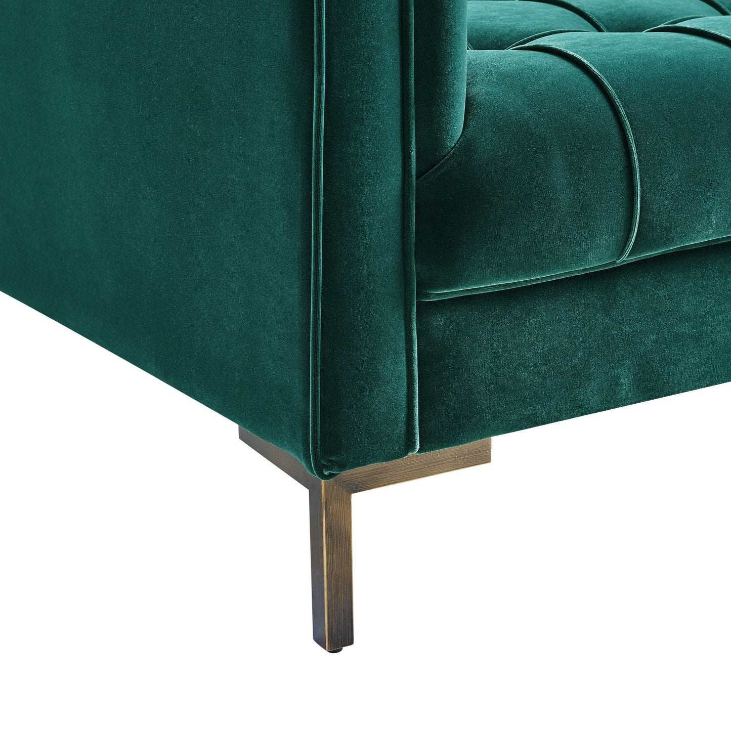 Isaac Channel Stitch Green Velvet Loveseat