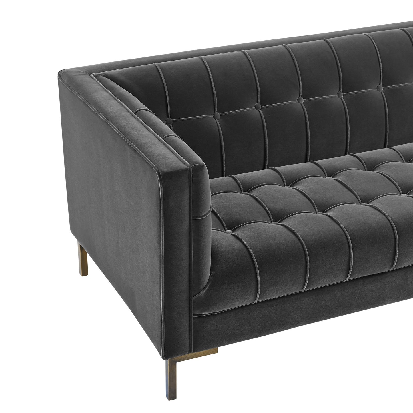 Isaac Channel Stitch Gray Velvet Sofa