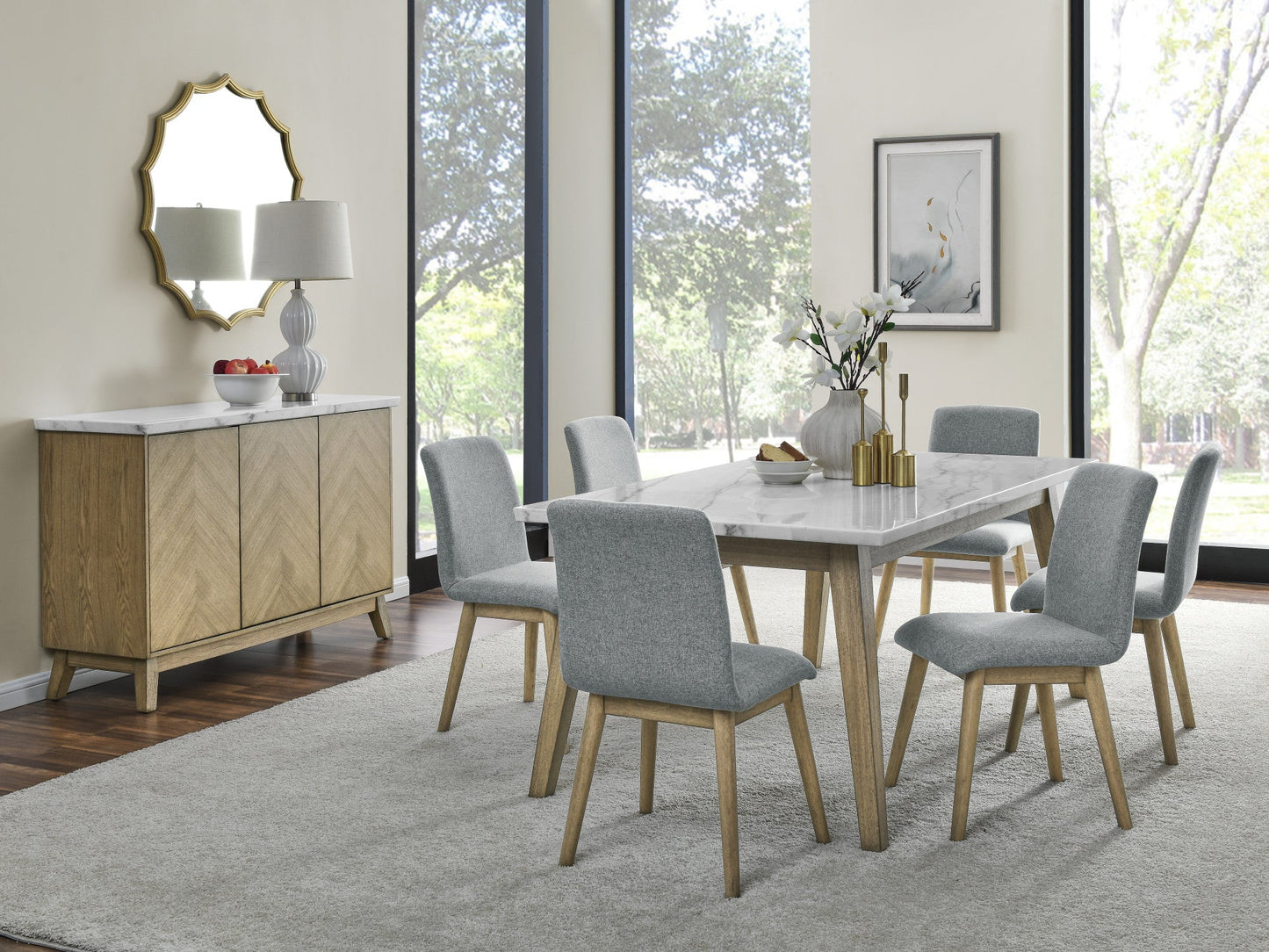 Vida White Marble Top Dining Table