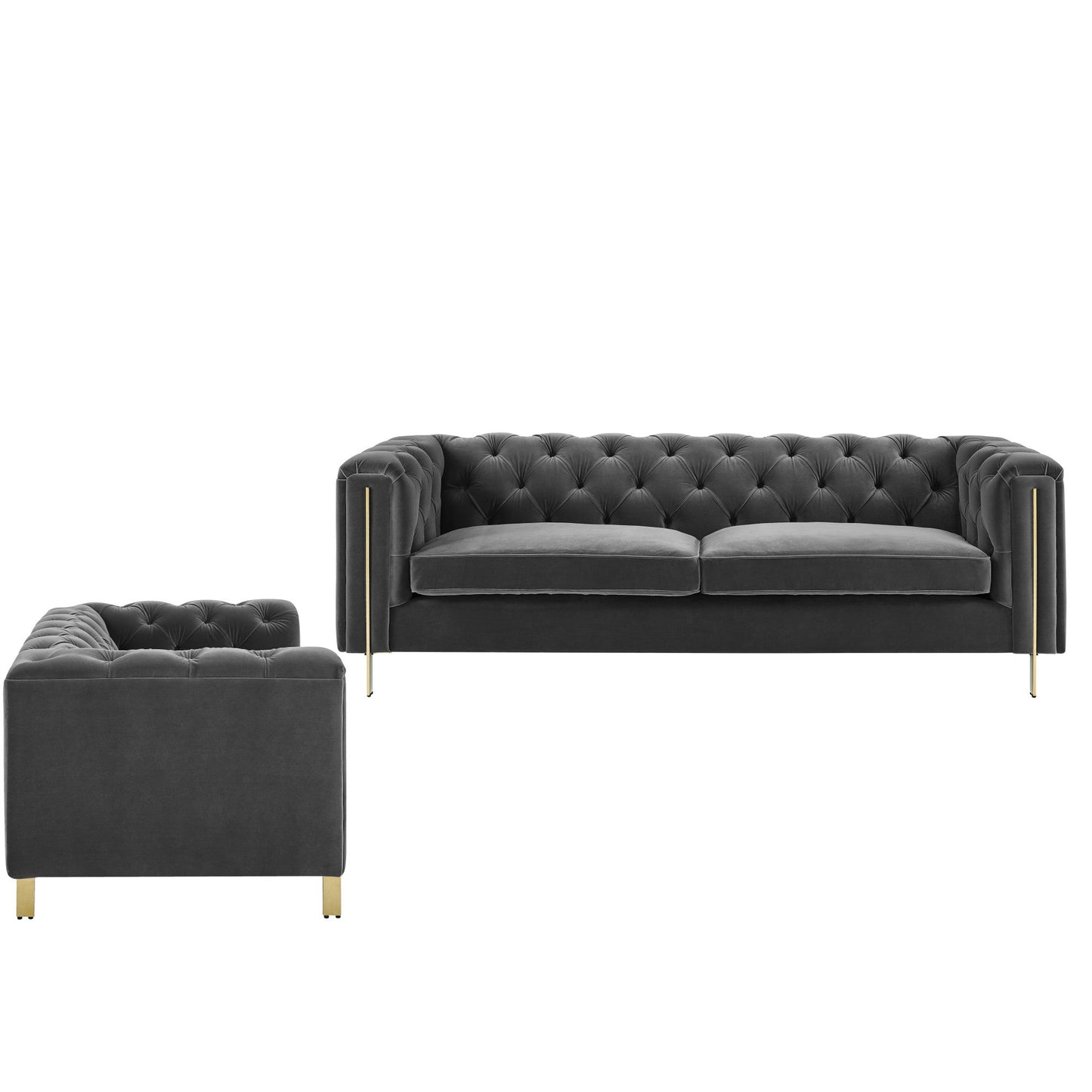 Charlene Gray Velvet Sofa Love