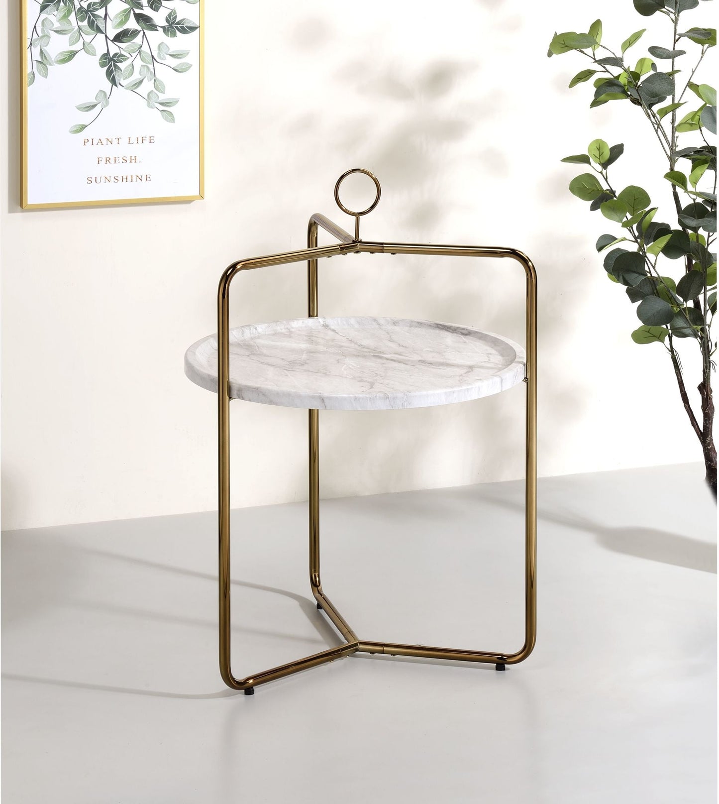 Miro Side Table [White/Gold]