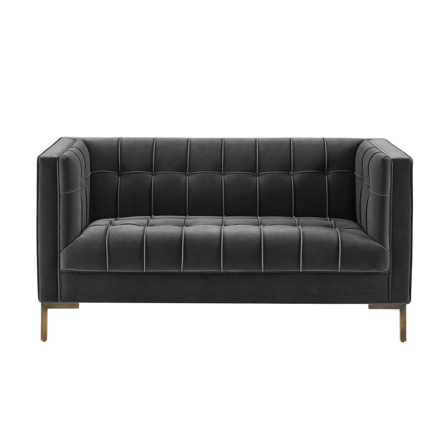 Isaac Channel Stitch Gray Velvet Loveseat