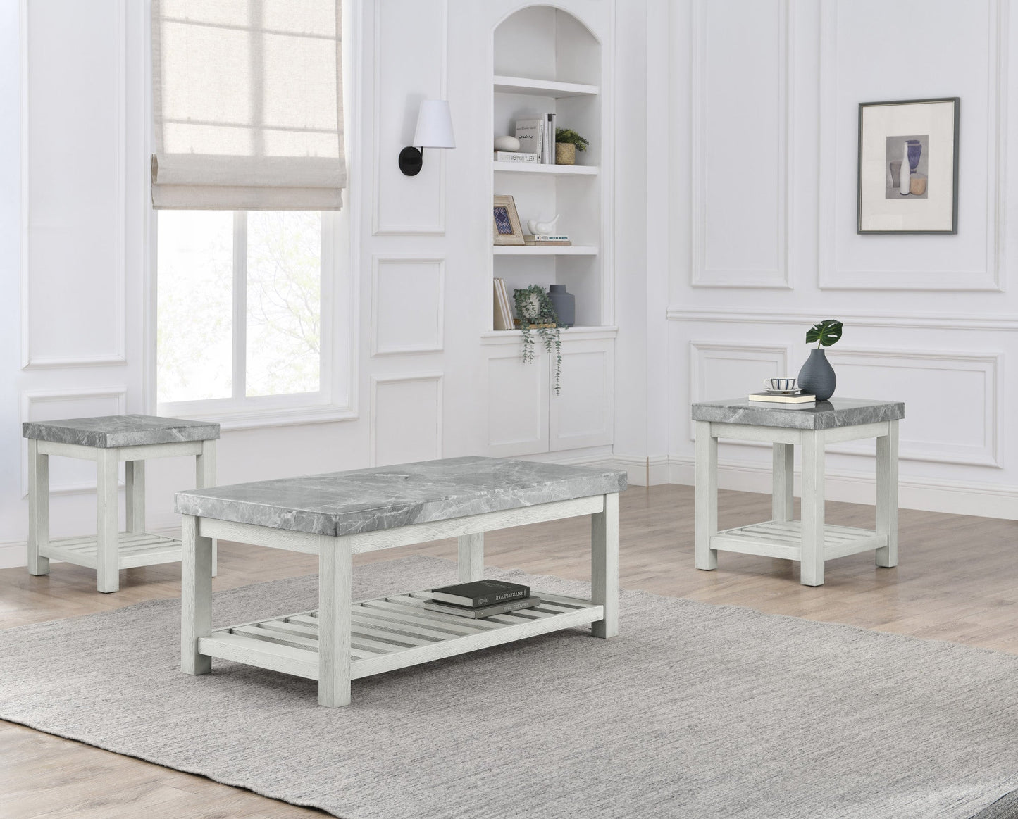 Canova Gray Marble Cocktail 2 End 3PC
