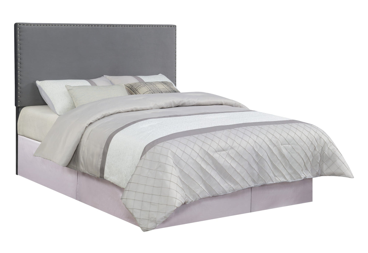 Bergen Queen Headboard Silver Velvet