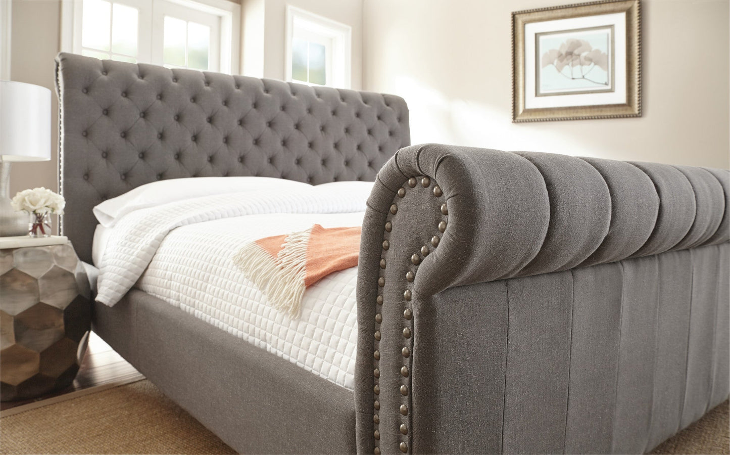 Swanson K Size Gray Upholstered