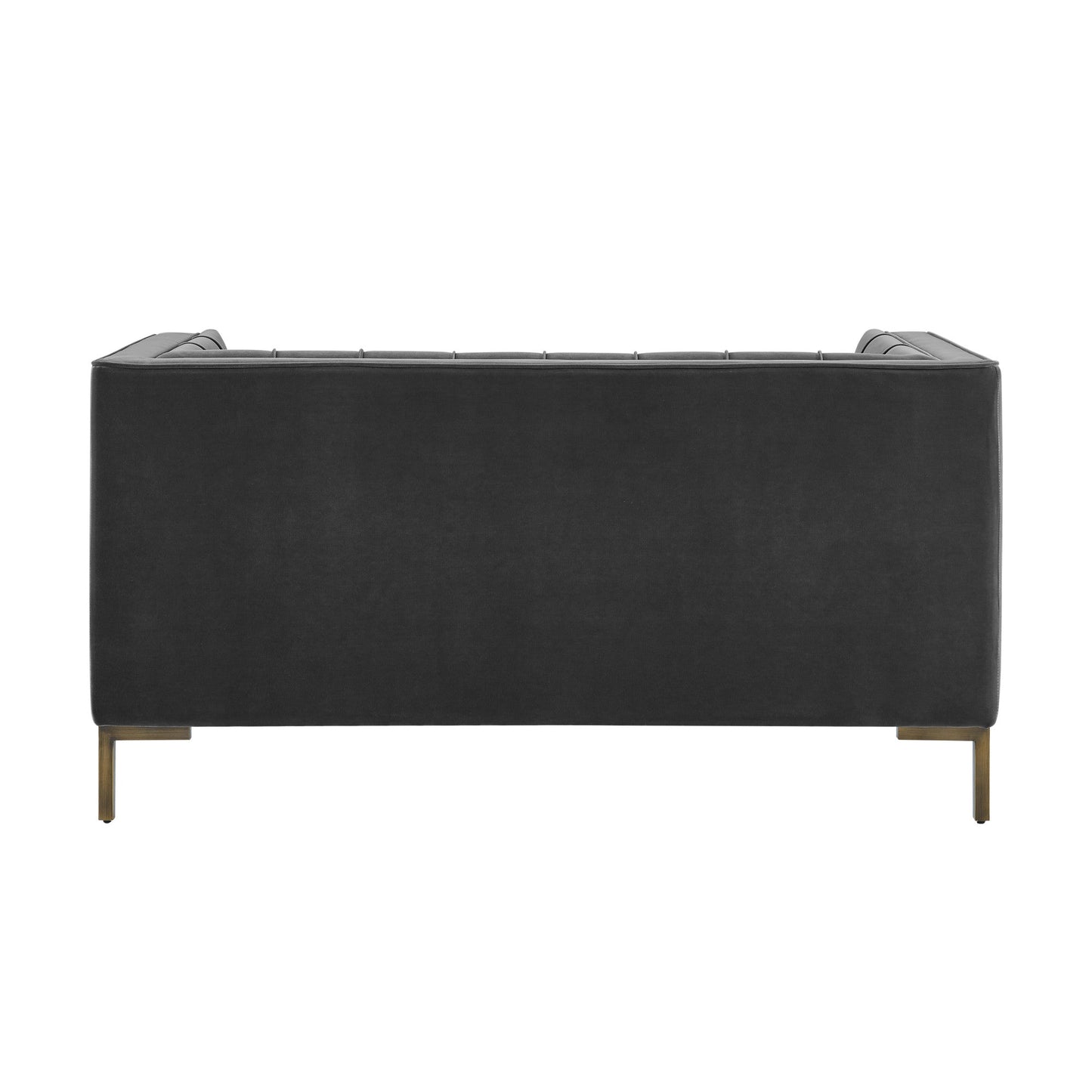 Isaac Channel Stitch Gray Velvet Loveseat