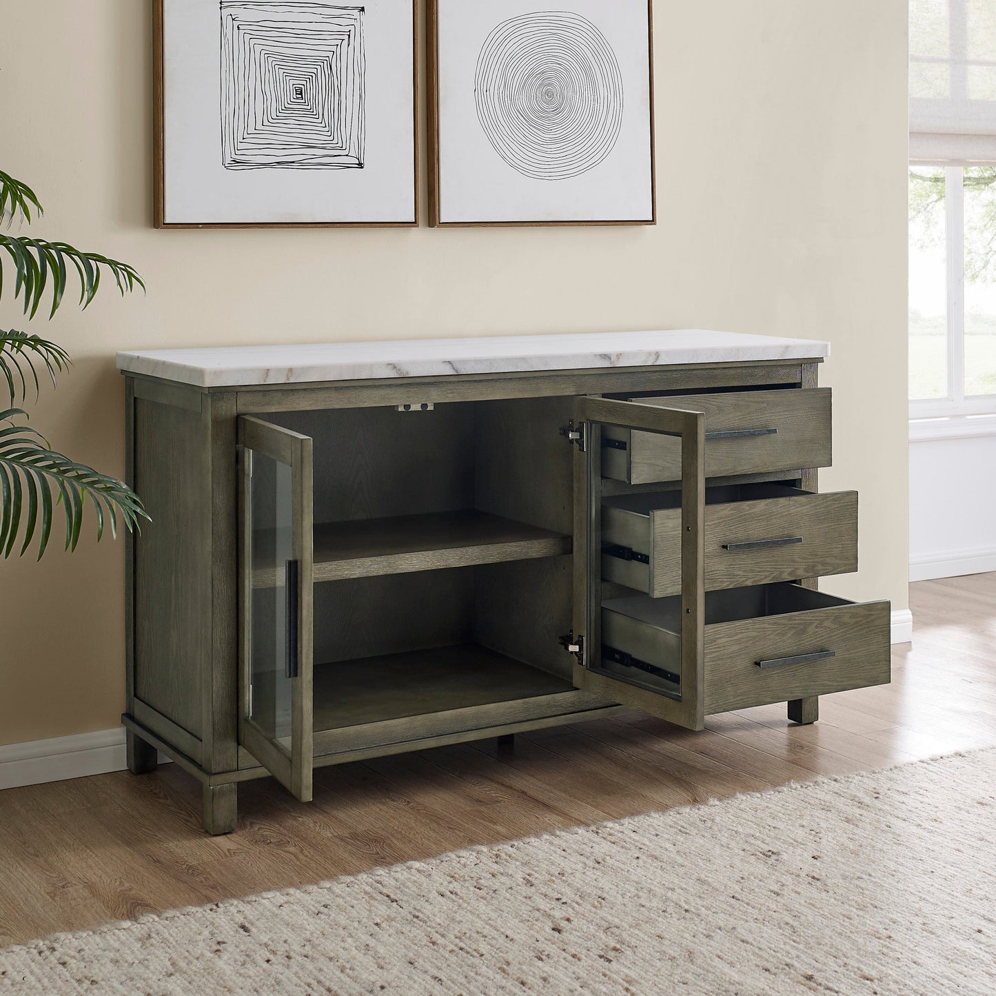 Grayson White Marble Top Server