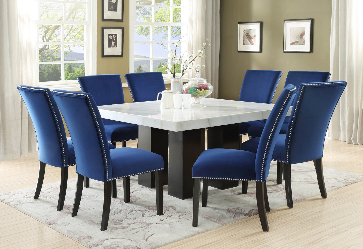 Camila Blue Velvet Dining chair