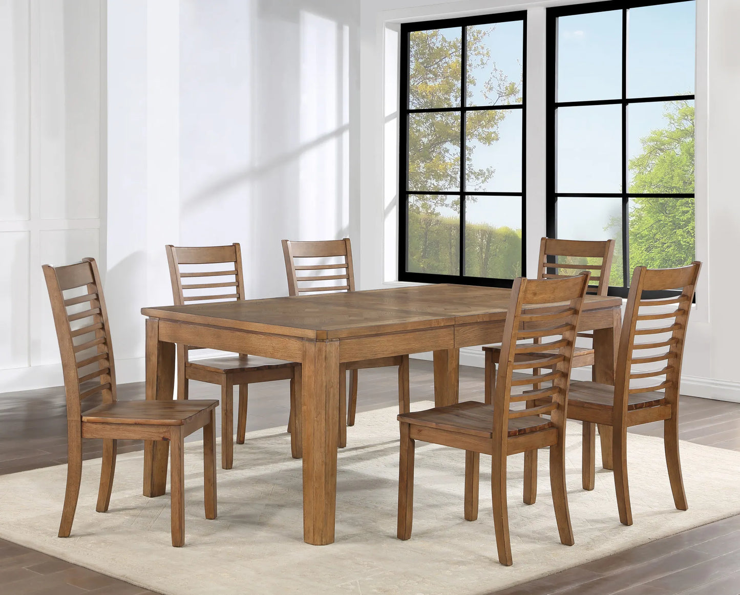 Ally Tan Table, 6 Side Chairs
