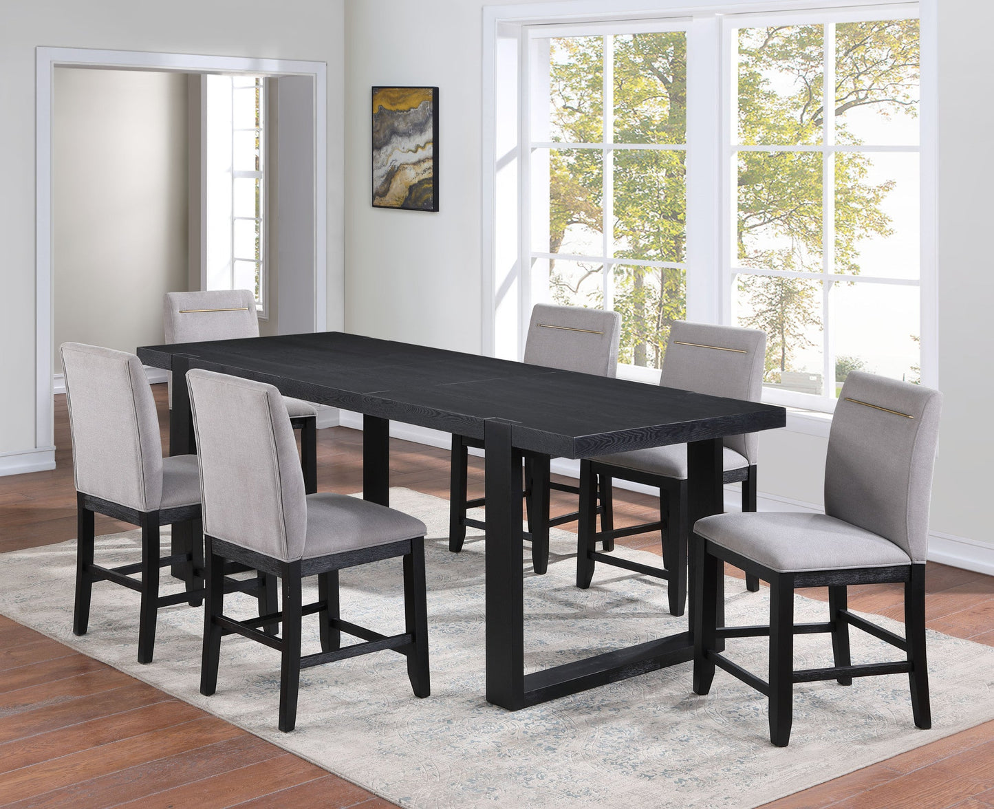 Yves Grey Chair Counter Height 7PC Dining Set