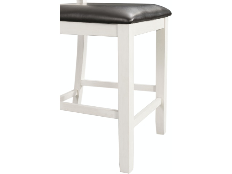 Martin Counter Side Chair with Black PU - White Finish (2 Per Carton)
