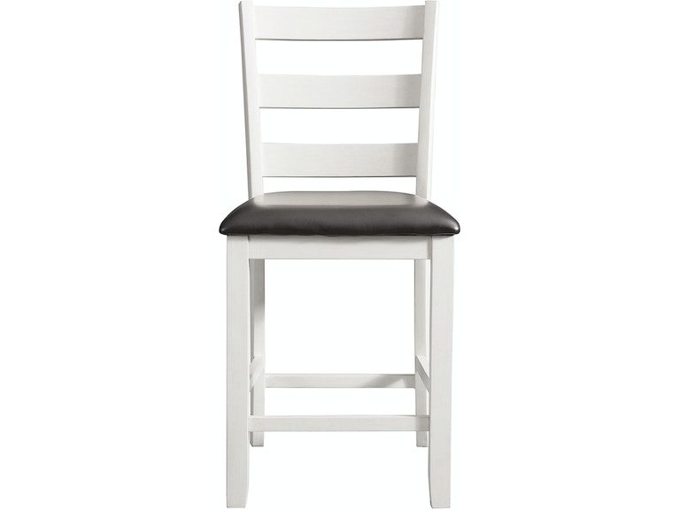 Martin Counter Side Chair with Black PU - White Finish (2 Per Carton)