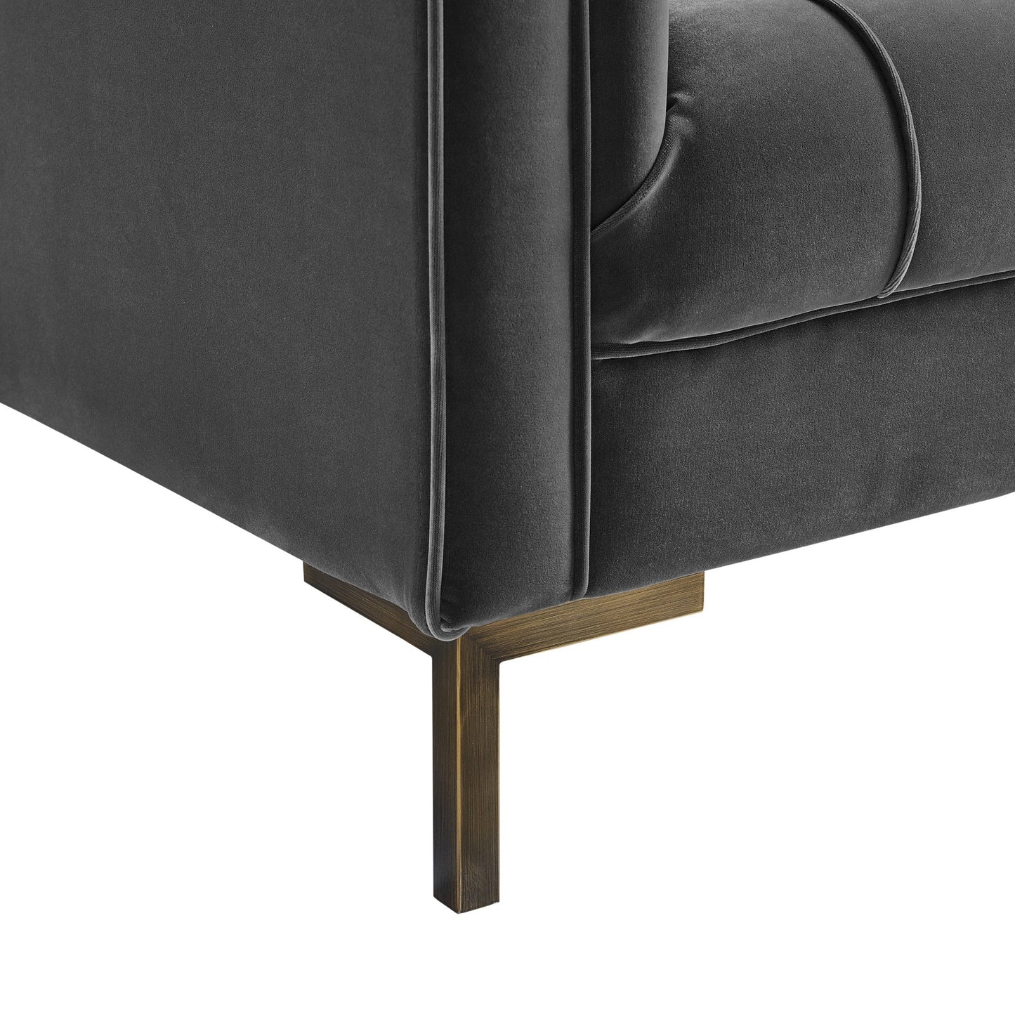Isaac Channel Stitch Gray Velvet Loveseat