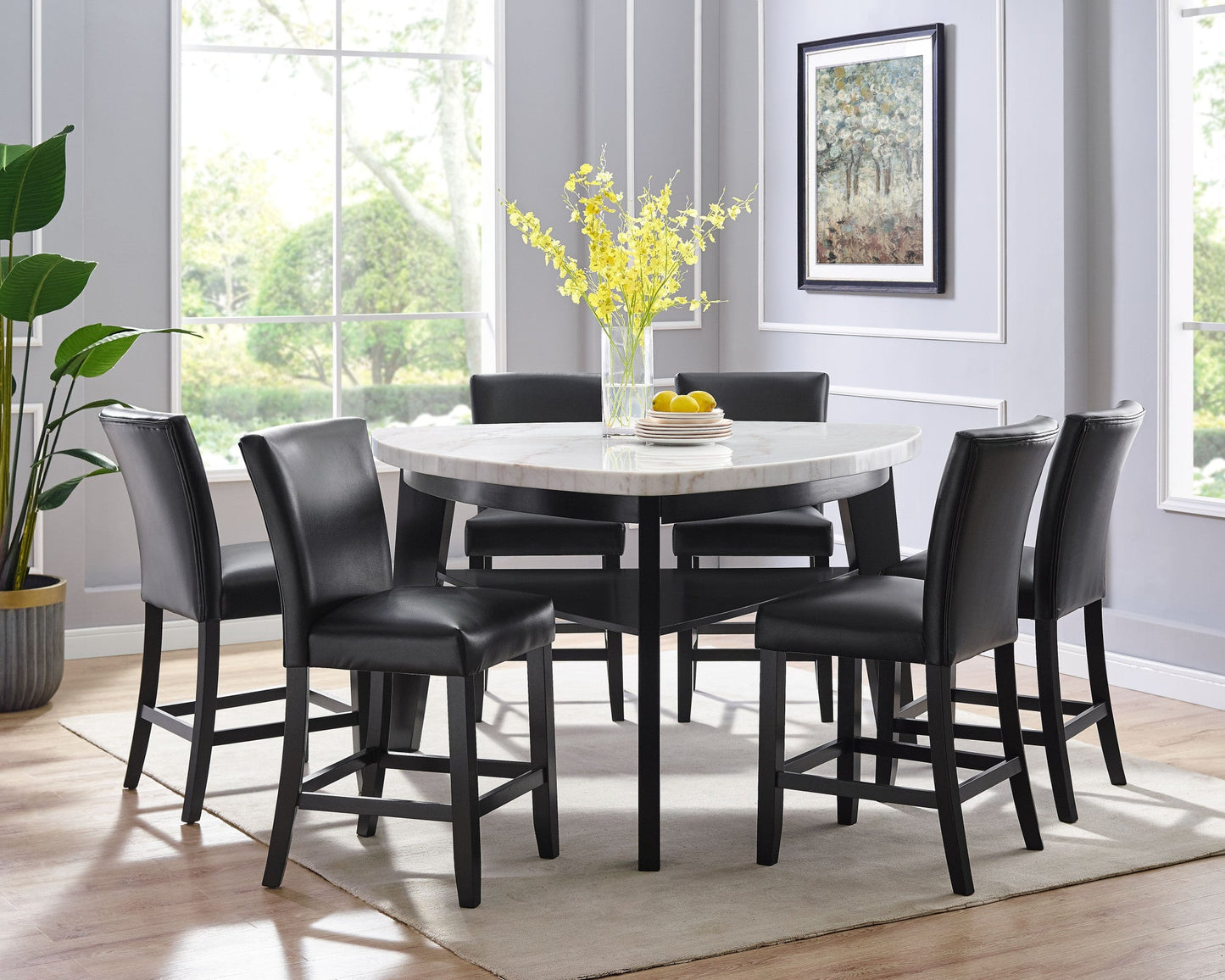 Carrara Black PU Counter Chair
