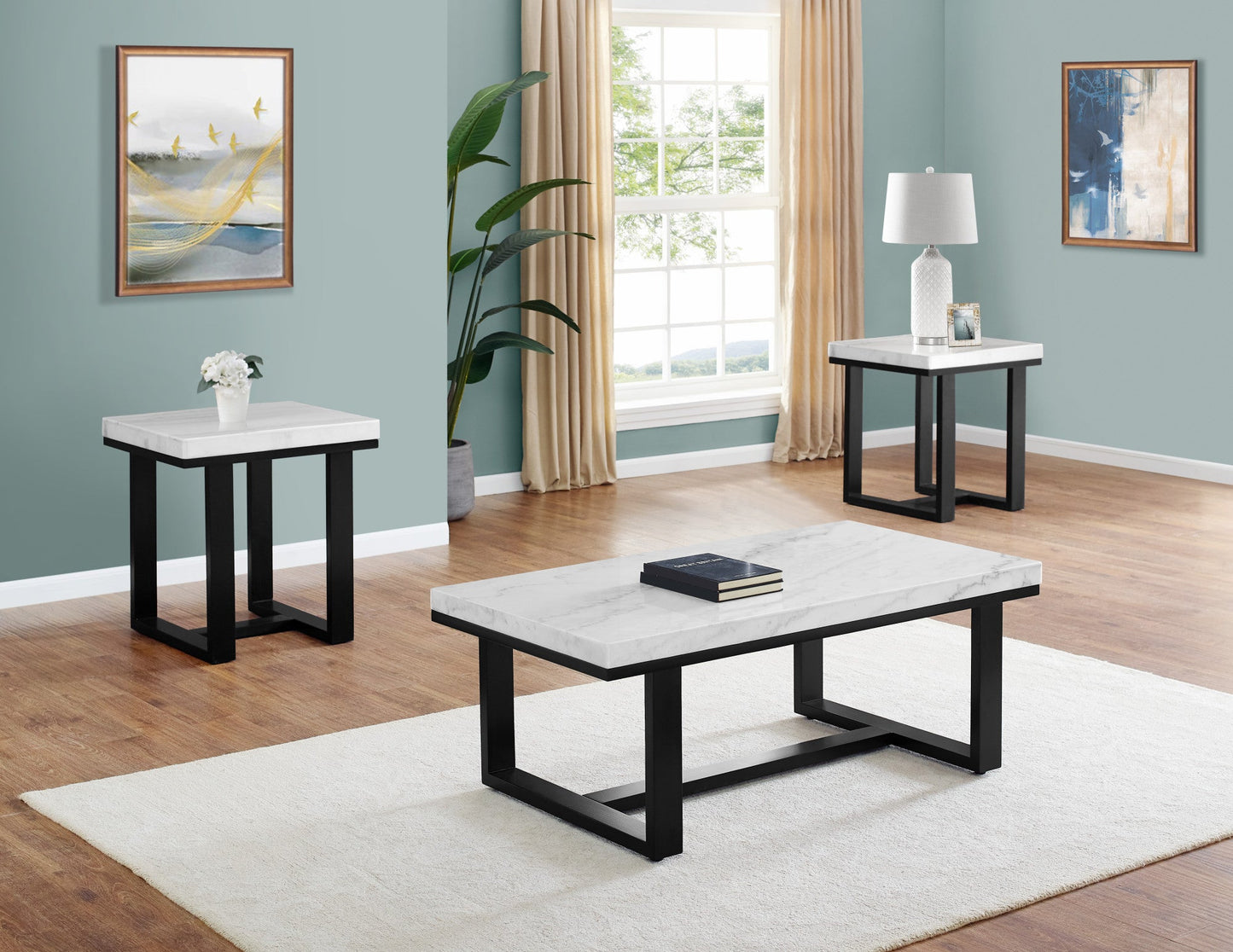 Lucca White Marble 3 Piece Set