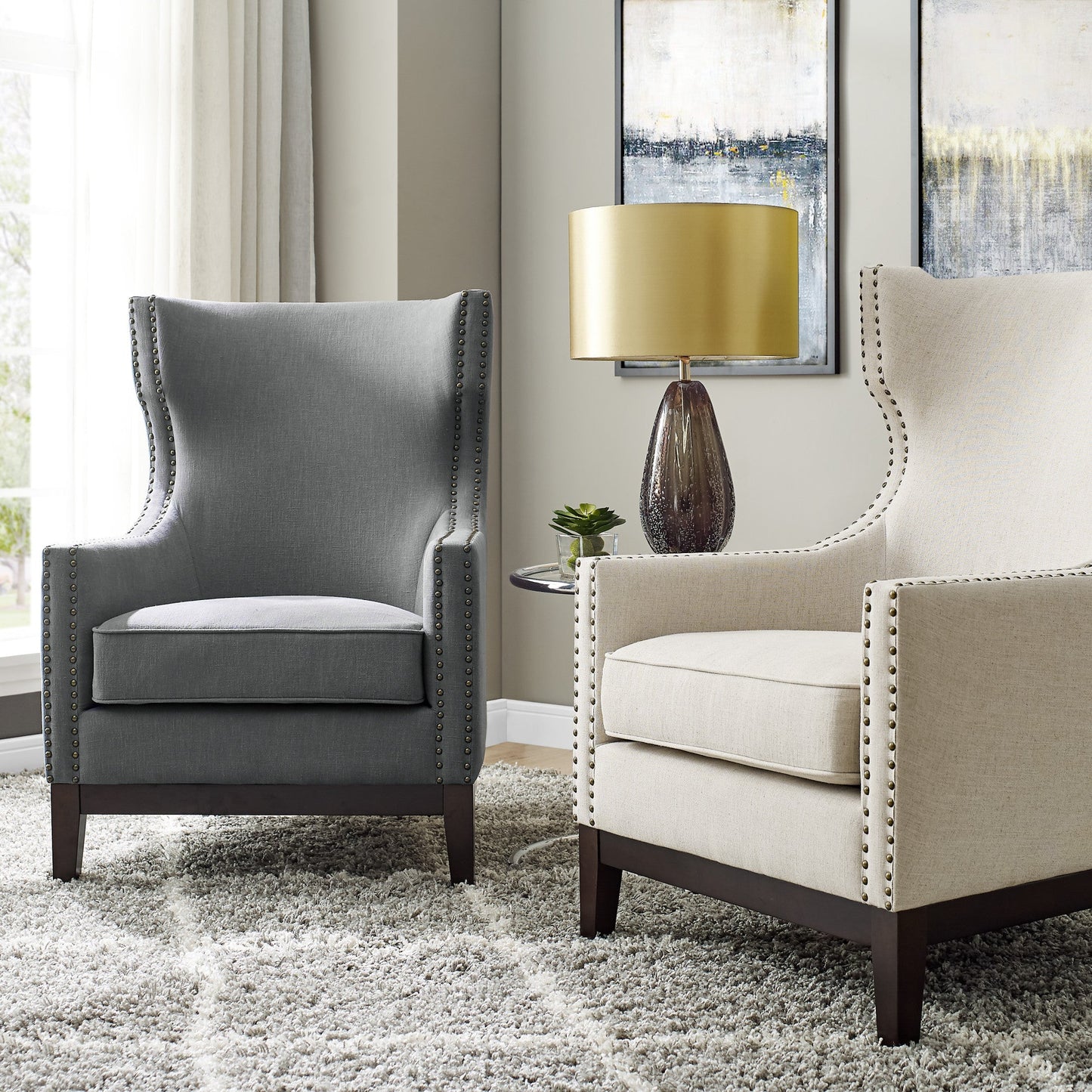 Roswell Linen Accent Chair w/