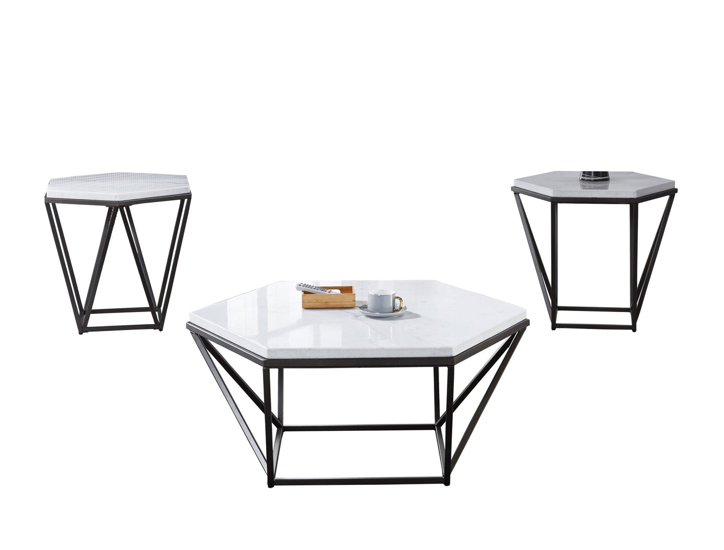 Corvus White Marble Hexagon 3pc Set