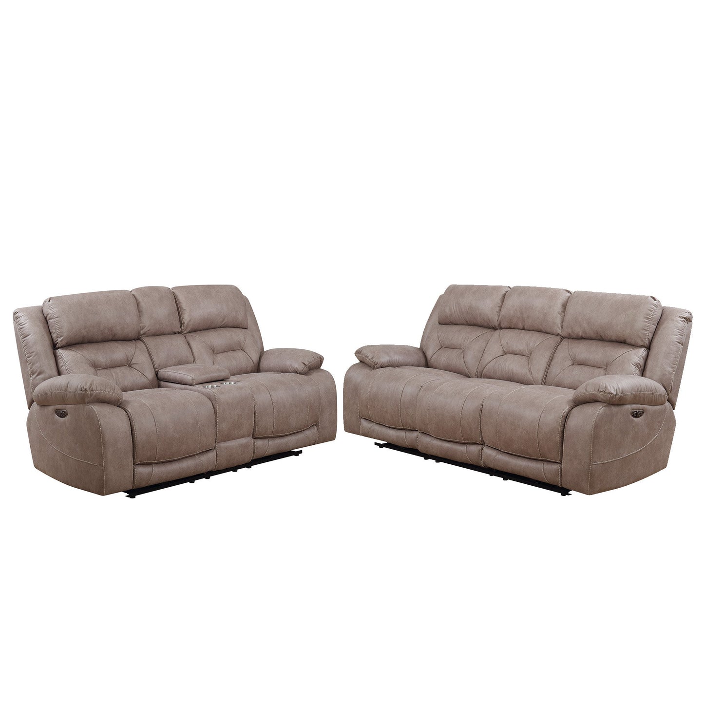 Aria Sand Dual-Power Reclining Sofa & Console Loveseat