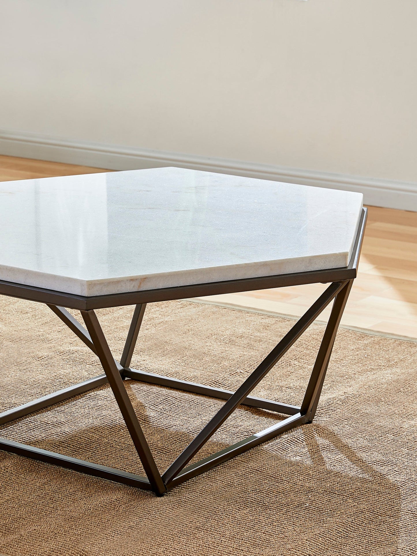 Corvus White Marble Top Hexagon