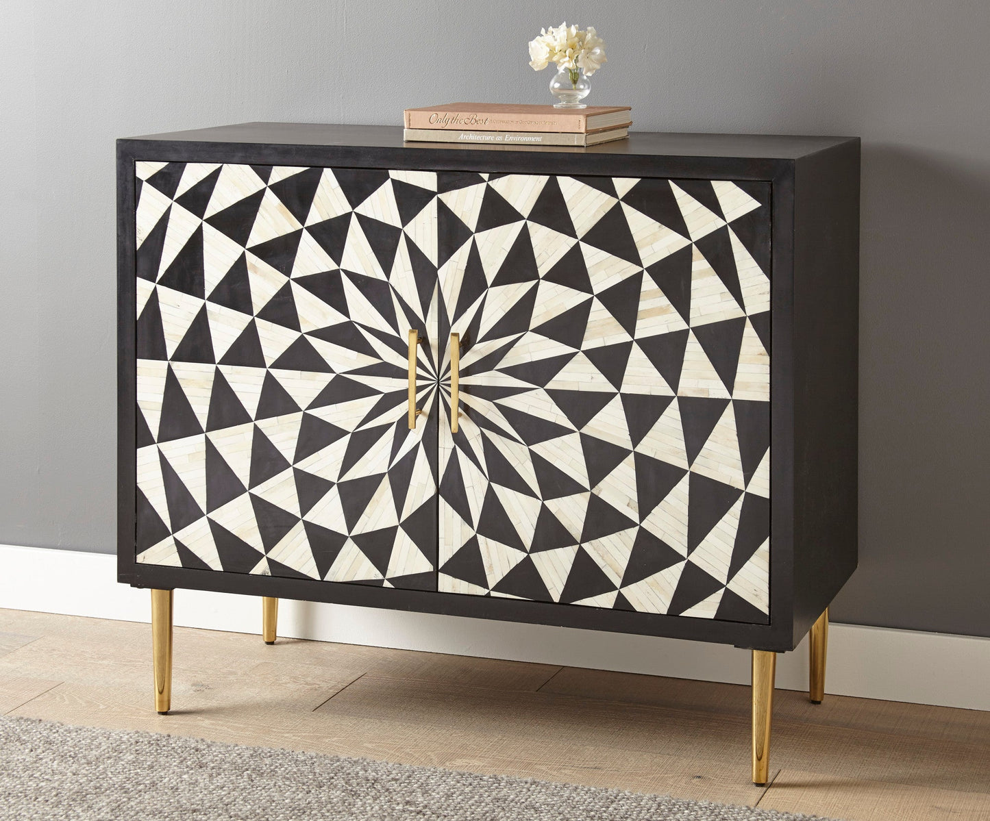 Benzara 2 Door Bone Inlay