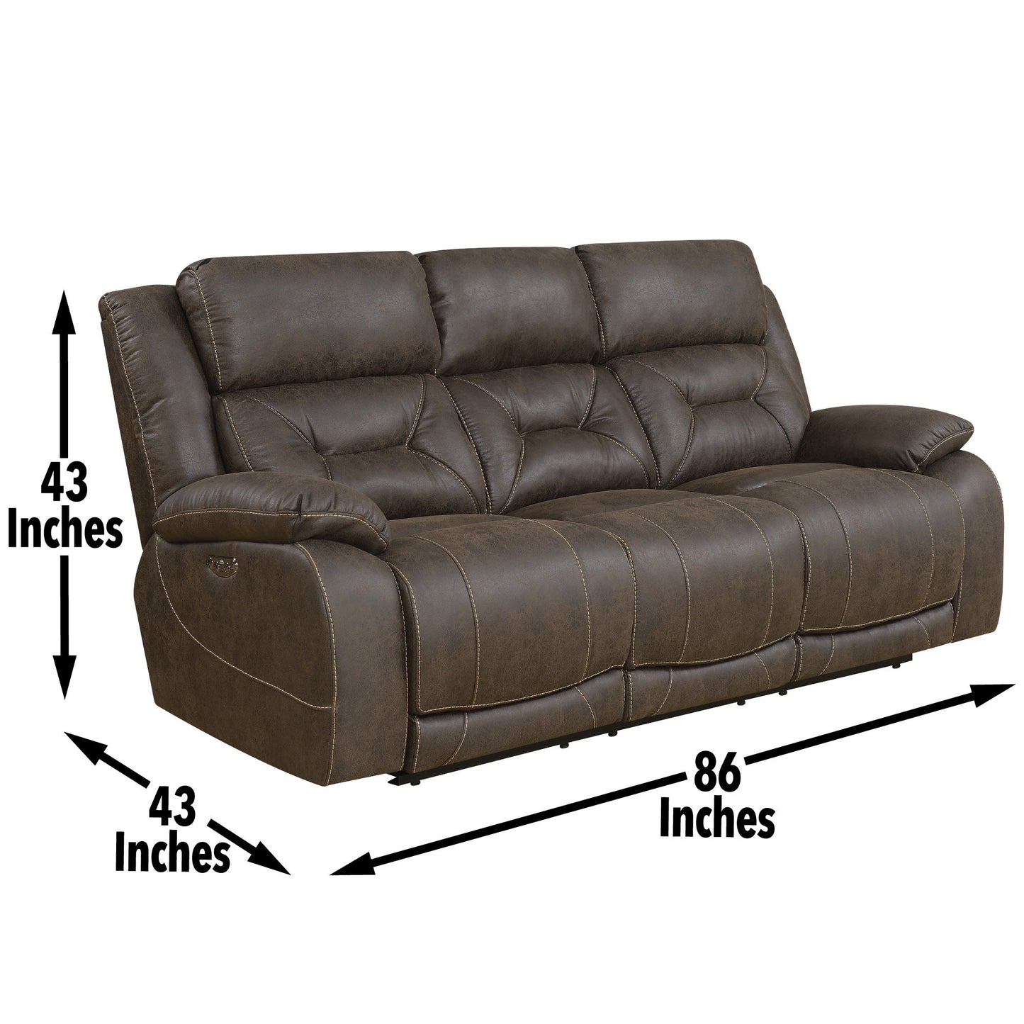 Aria Brown Dual-Power Reclining Sofa