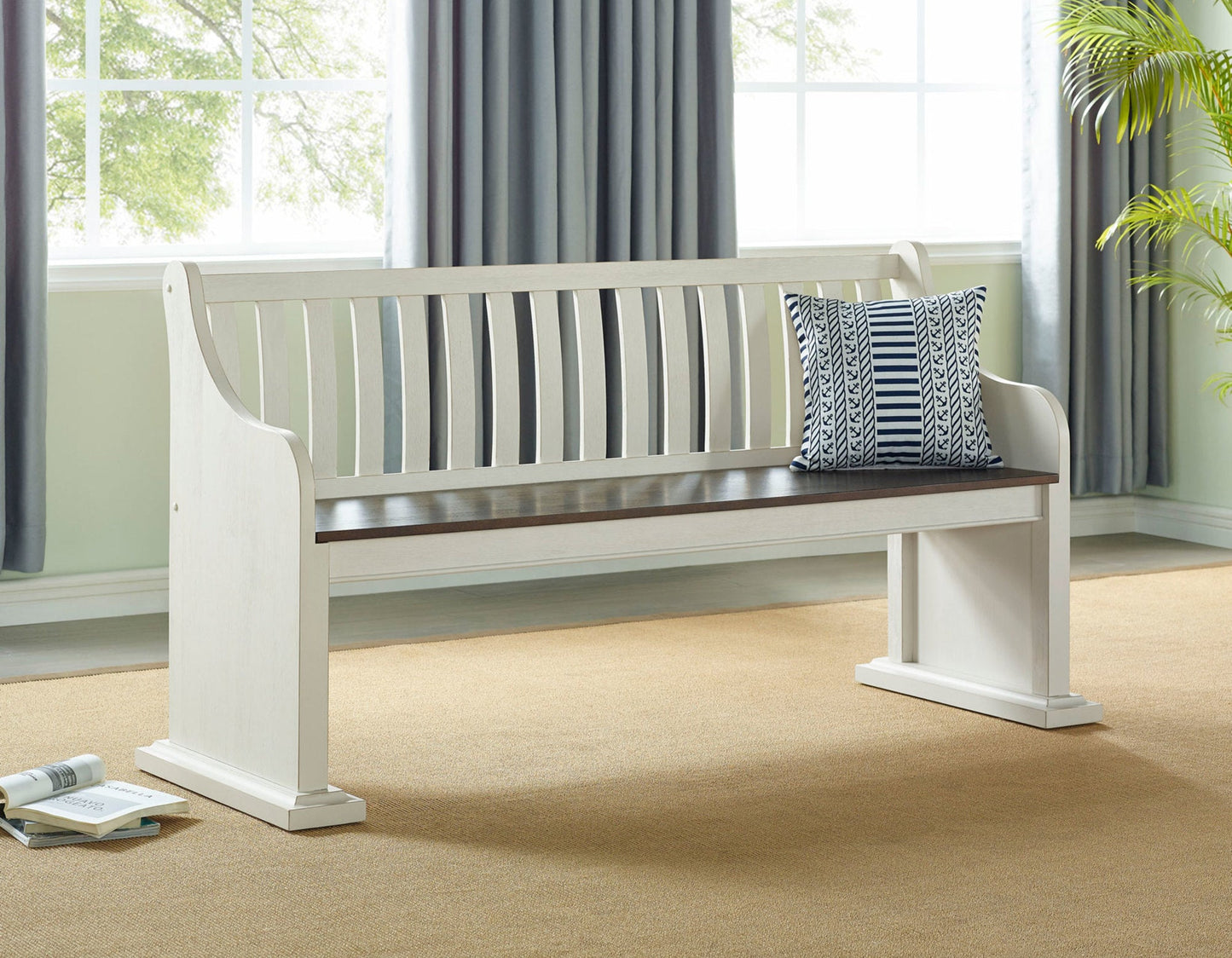 Joanna Two Tone Bench with Back