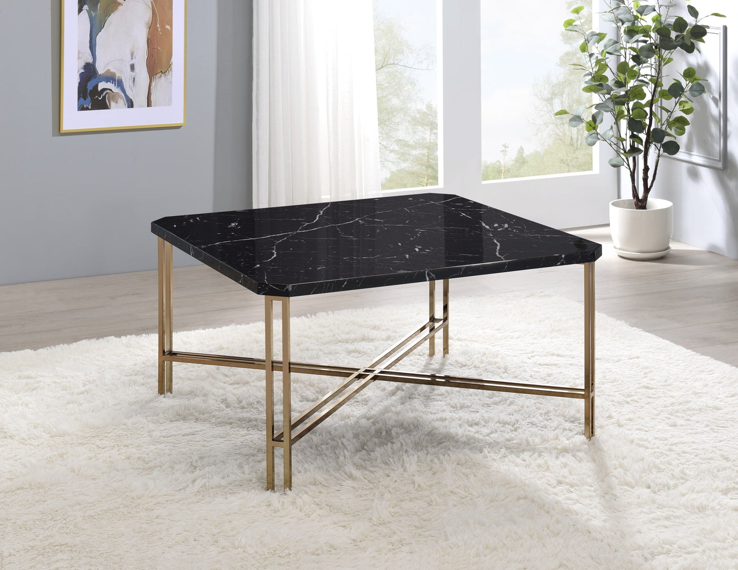 Daxton Faux Marble Top Square