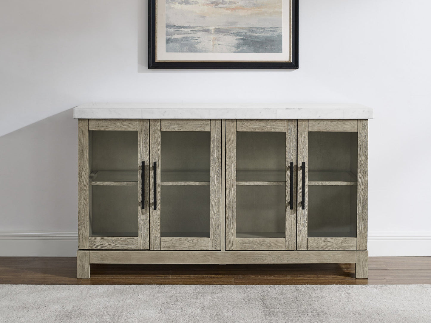 Carena White Marble Top Sideboard w/Powe