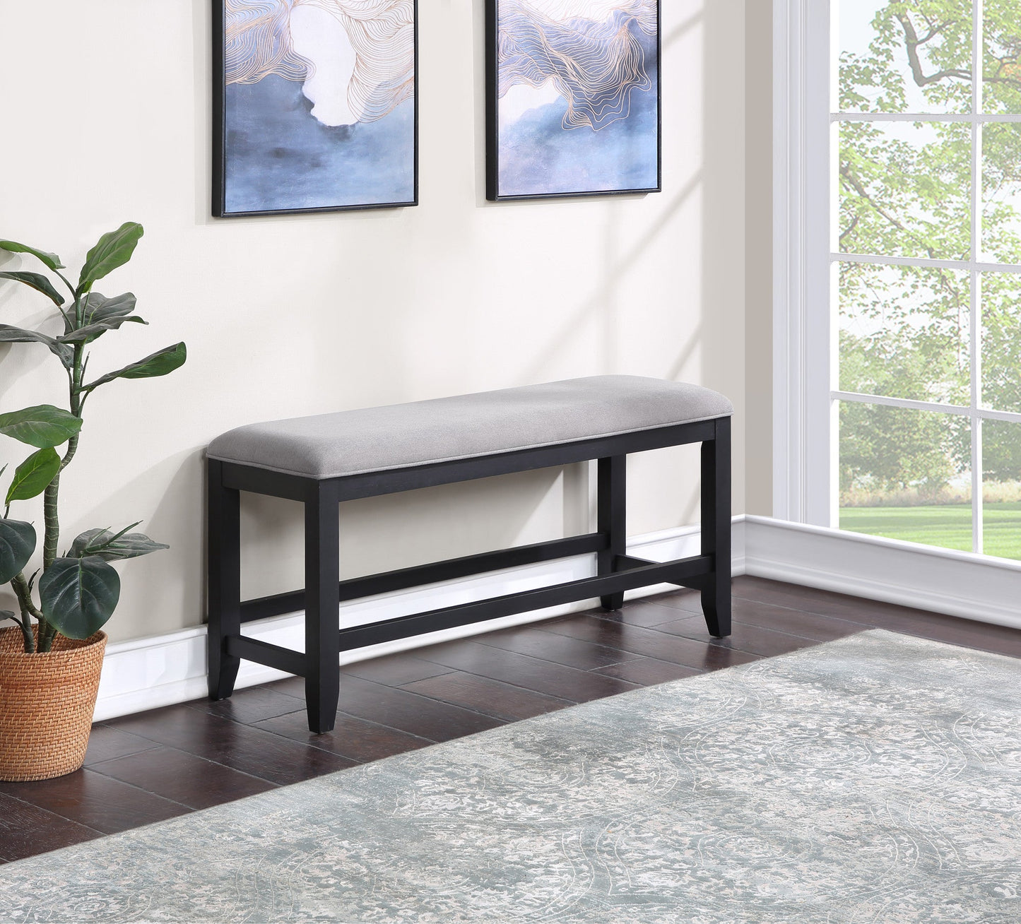 Yves Grey Counter Height Bench