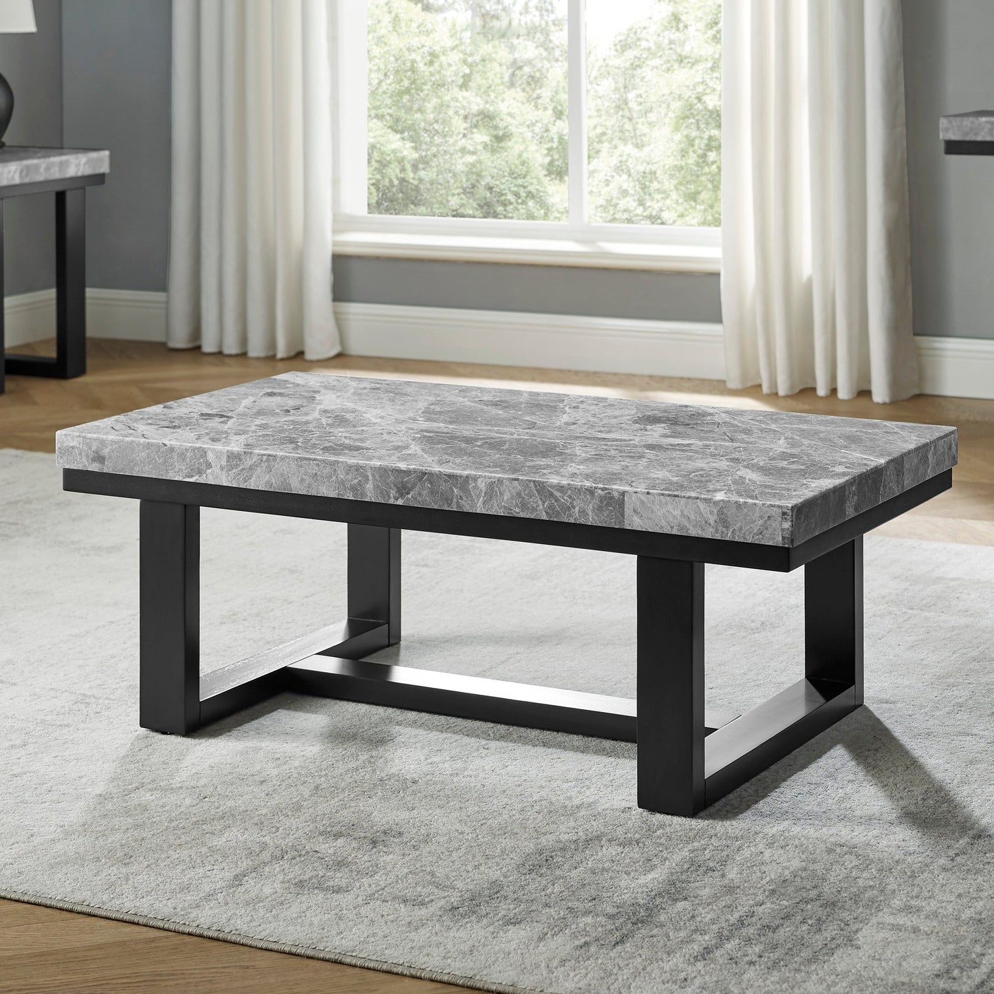 Lucca Gray Marble Top Cocktail Table